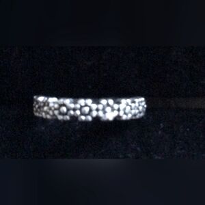 Silver Floral Band Ring, Size 3